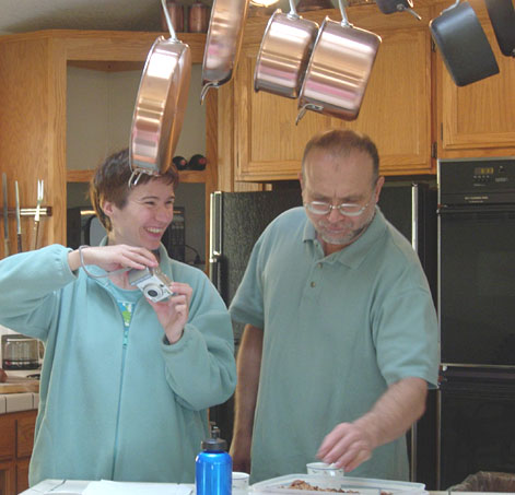 Peter and Monica fixing breakfast